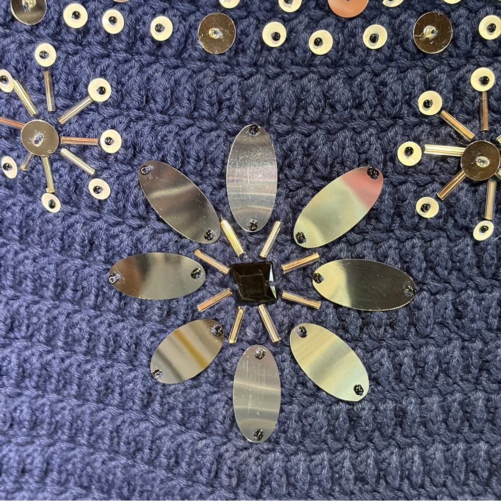 J. Crew Sweater Tank with hand-embellished mirrors in Dark Blue, Size M NWT - Picture 15 of 15